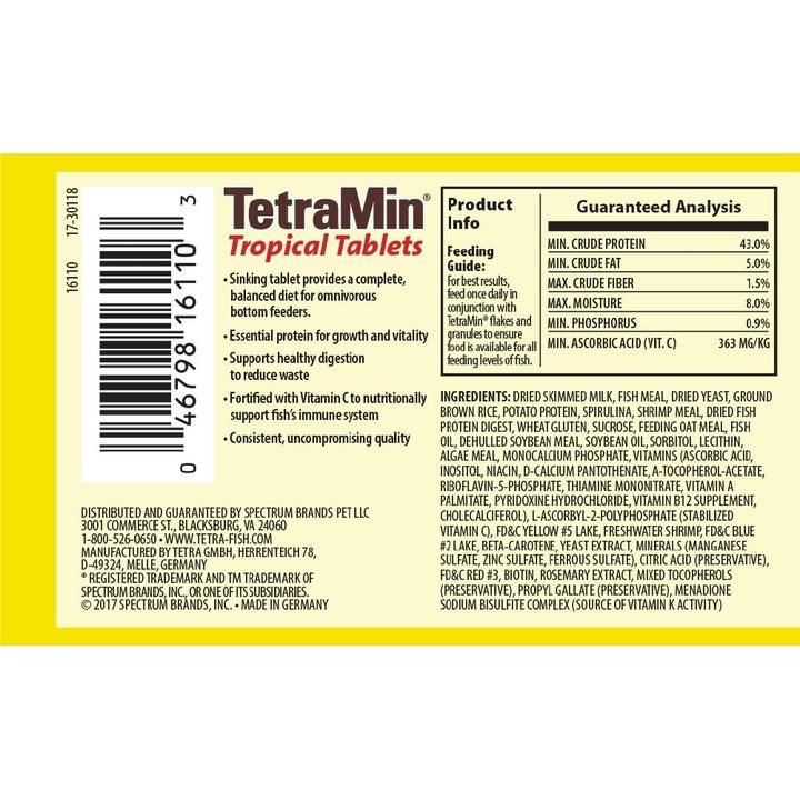 Min Tropical Tablets 1.69 Ounces, Nutritionally Balanced Fish Food For Bottom Feeders