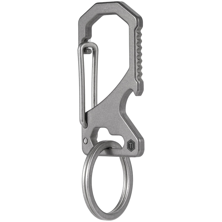 KM05 Small Titanium Carabiner Keychain Clip, 2 inch Beer Bottle Opener Key Holder Heavy Duty Multitool with Screw Bit Driver for Men & Women