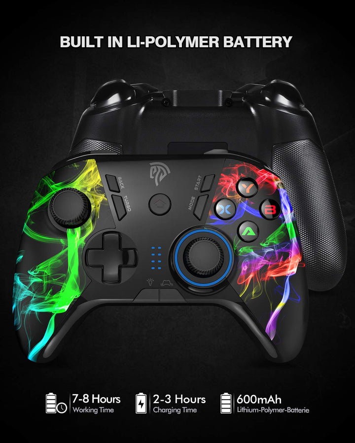Wireless Game Joystick Controller, 2.4G Wireless Gamepad Joystick PC, Dual Vibration, 14 Hours of Playing for PC/PS3/TV Box/Nintendo Switch (Black)