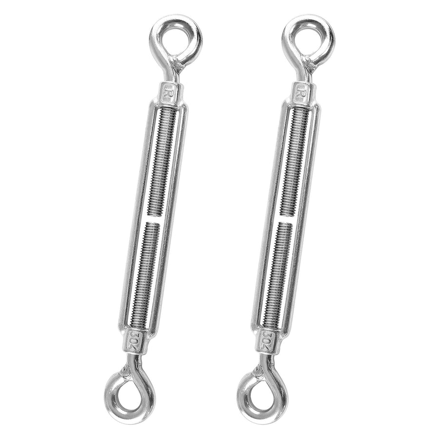 2pcs M10 Stainless Steel 304 Eye & Eye Turnbuckles Adjustable Wire Rope Tensioner