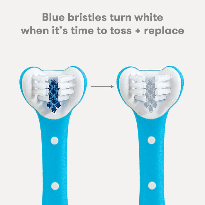 Frida Baby Triple-Angle Toothhugger Training Toddler Toothbrush | Toddler Toothbrush 2 Years and Up, Cleans All Sides at Once | Blue