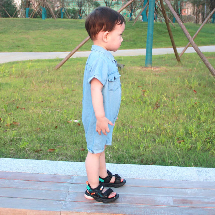 Baby Boy Jeans Shorts Infant 1 Piece Shirt Polo Suit Point Collar Overalls Cotton Jumpsuit Denim Romper,3-6 Months