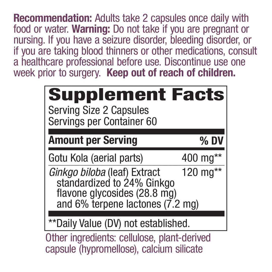 Nature&#39;s Way Premium Extract Ginkgo, Memory and Concentration*, 120 Capsules