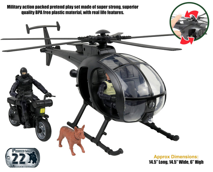 Click N&#39; Play Military SWAT Elite Unit Rescue, 12 Action Figures | Fake Gun, Truck, Clothes, Costume, Gear | Toy Soldiers, Police Force, Officer Guys | Action Figure Soldier Army Men Toys, Kids, Boys