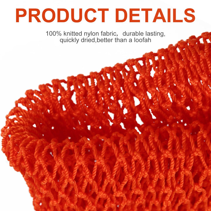 African Long Bathing Net Sponge Long Net Shower Body Scrubber Back Scrubber Skin Smoother Net Bathing Sponge for Daily Use or Stocking Stuffer (Orange)