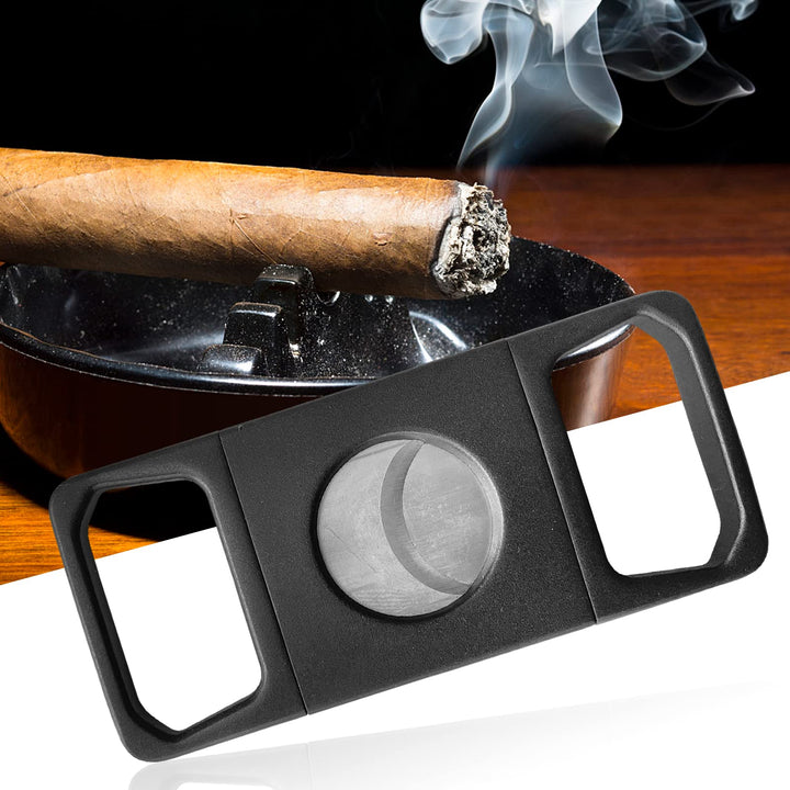 Black Sandblasted Cigar Cutter with Double Blades, LAFU