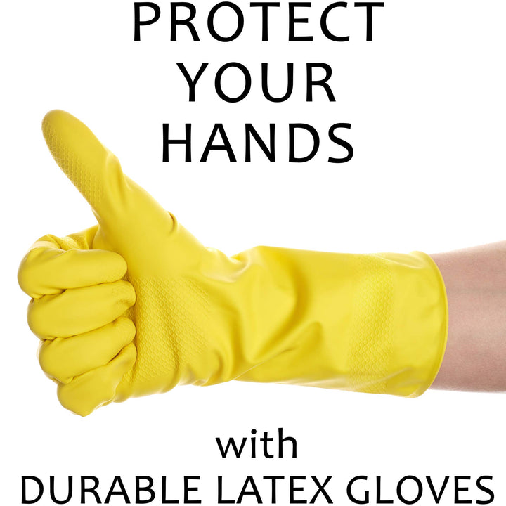 SteadMax 2 Pairs Cleaning Gloves, Reusable Natural Rubber Dish Gloves, Waterproof Latex Non-Slip Dishwashing Gloves for Kitchen and Household (Large, 2 Pack)