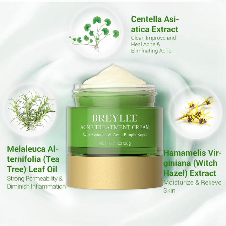 Acne Treatment Cream, Tea Tree Oil Acne Cream for Clearing Severe Acne, Breakout, Remove Pimple and Repair Skin (20ml,0.7oz)