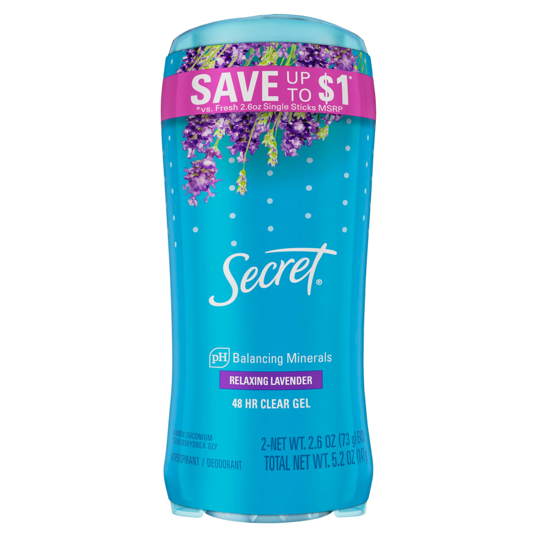 Fresh Clear Gel Deodorant for Women, Relaxing Lavender Scent, 2.6 oz (Pack of 2)