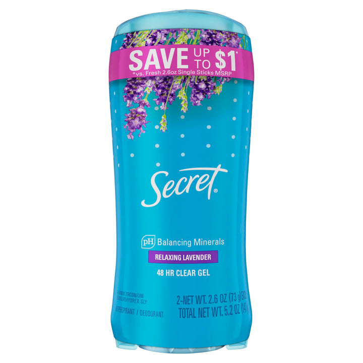Fresh Clear Gel Deodorant for Women, Relaxing Lavender Scent, 2.6 oz (Pack of 2)