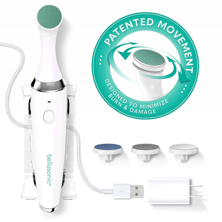 BELLASONIC 4-in-1 Rechargeable Electric Nail File Set with Unique Oscillating Head – Shape, Smooth, Buff &amp; Shine Nails – Remove Cuticles &amp; Calluses – Salon Quality Manicure Pedicure Results