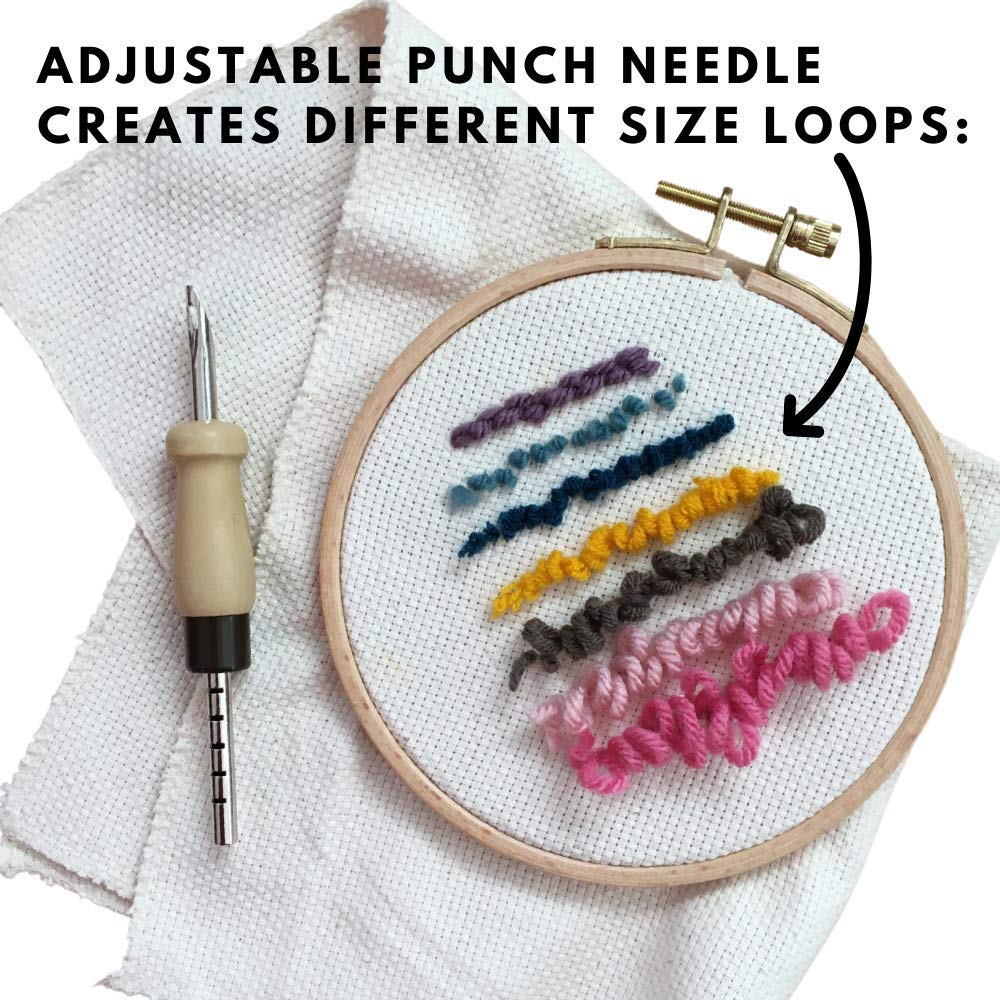 Punch Needle Mini Bundle - Includes Adjustable Punch Needle, Monk&#39;s Cloth and Instructions