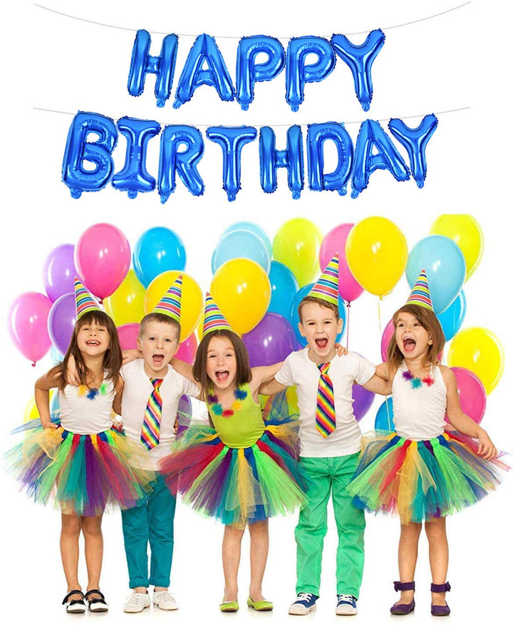 Blue Happy Birthday Banner Balloons, 16 Inch Mylar Foil