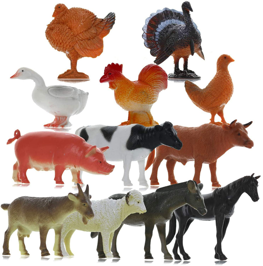 12pc Large Farm Animal Toy Figures