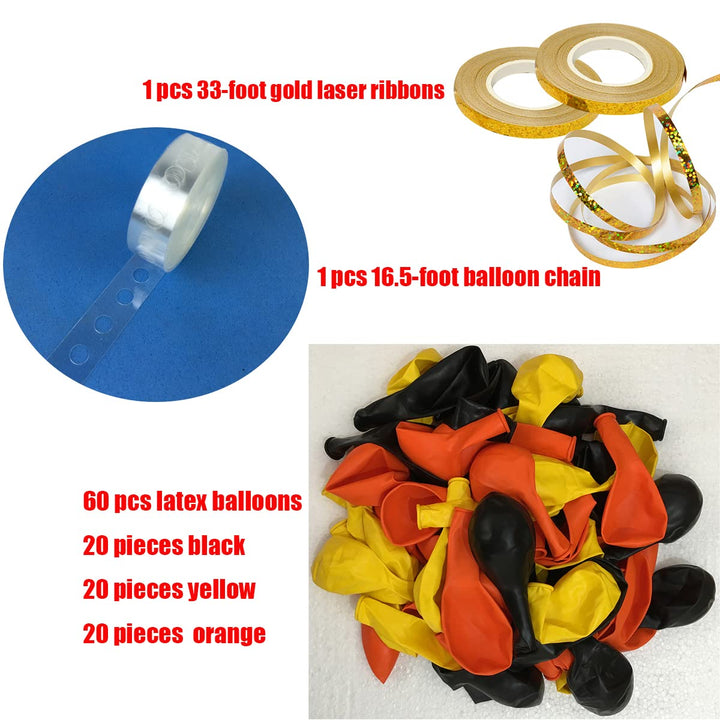 Construction Birthday Party Balloons 60 pcs 12 inches Latex Balloons Birthday party decoration set (Black yellow orange)