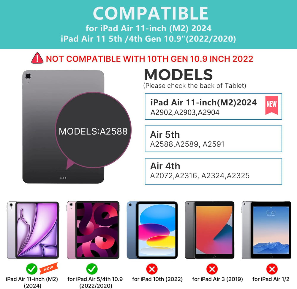iPad Air 11-inch M2 2024/ iPad Air 5th Gen 10.9 Case wi