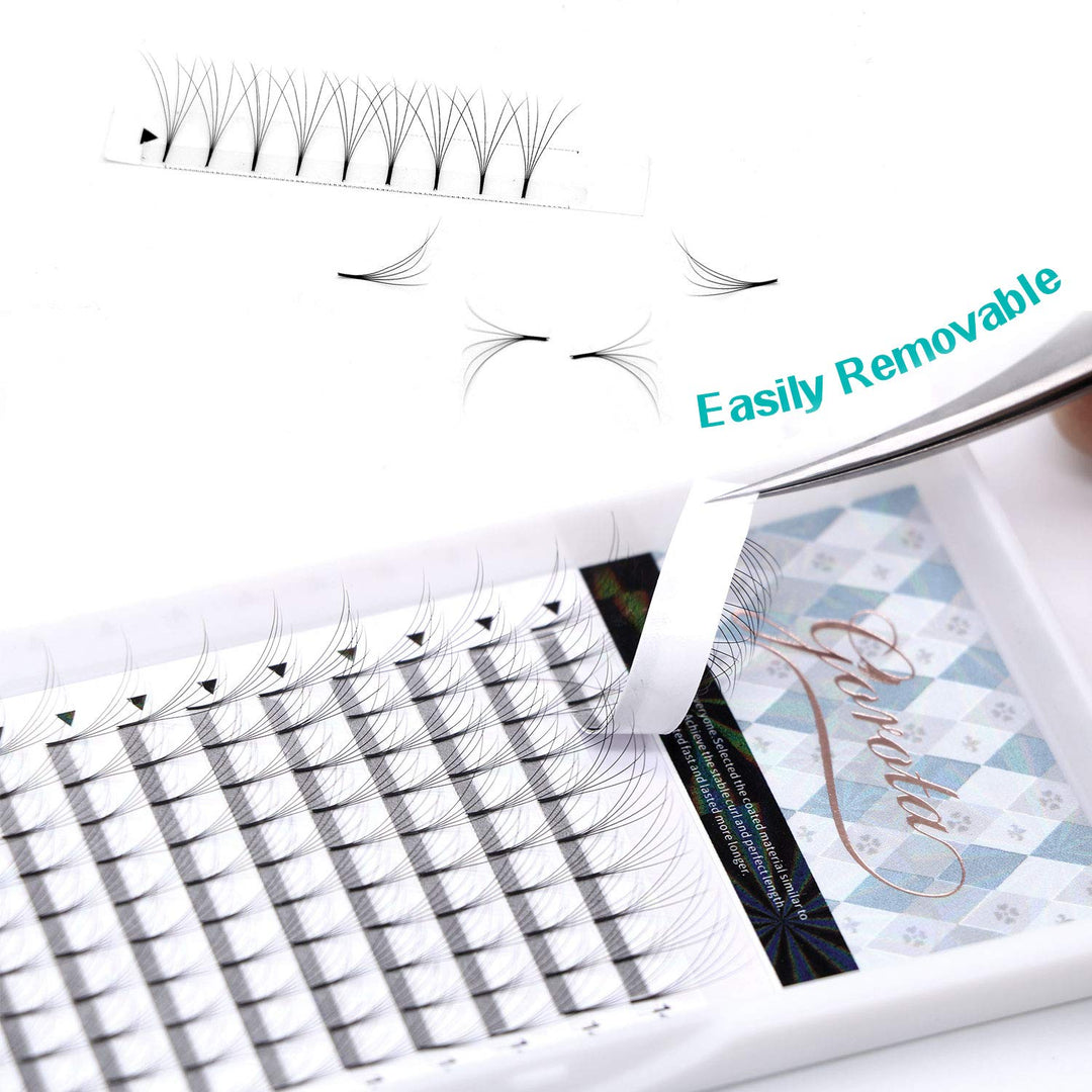 Volume Eyelash Extensions 5D C Curl Premade Lash Fans Long Stem Thickness 0.05 Length 8mm to 15mm Russian Eyelash Extension Supplies 5D 0.05 C 8mm