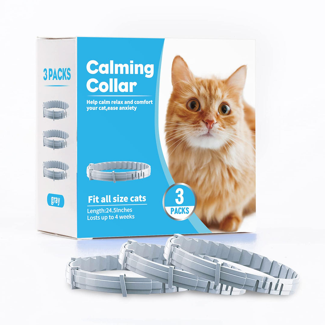 3 Pack Calming Collar for Cats Pheromone Calm Anxiety Collar for Cats and Kittens Stress Reliever Relaxing Comfortable Collar Breakaway Design Gray