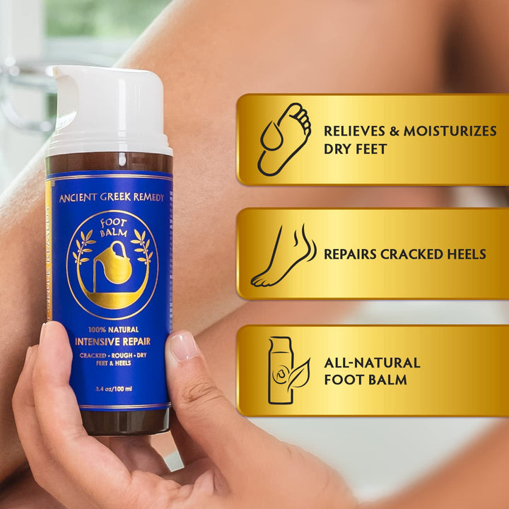 Organic Foot Balm for Dry Cracked Feet and Heels, Made of Olive, Almond, Jojoba, Lavender and Vitamin E Oil. Natural Cream Moisturizer for Dry Skin Care for Women, Men