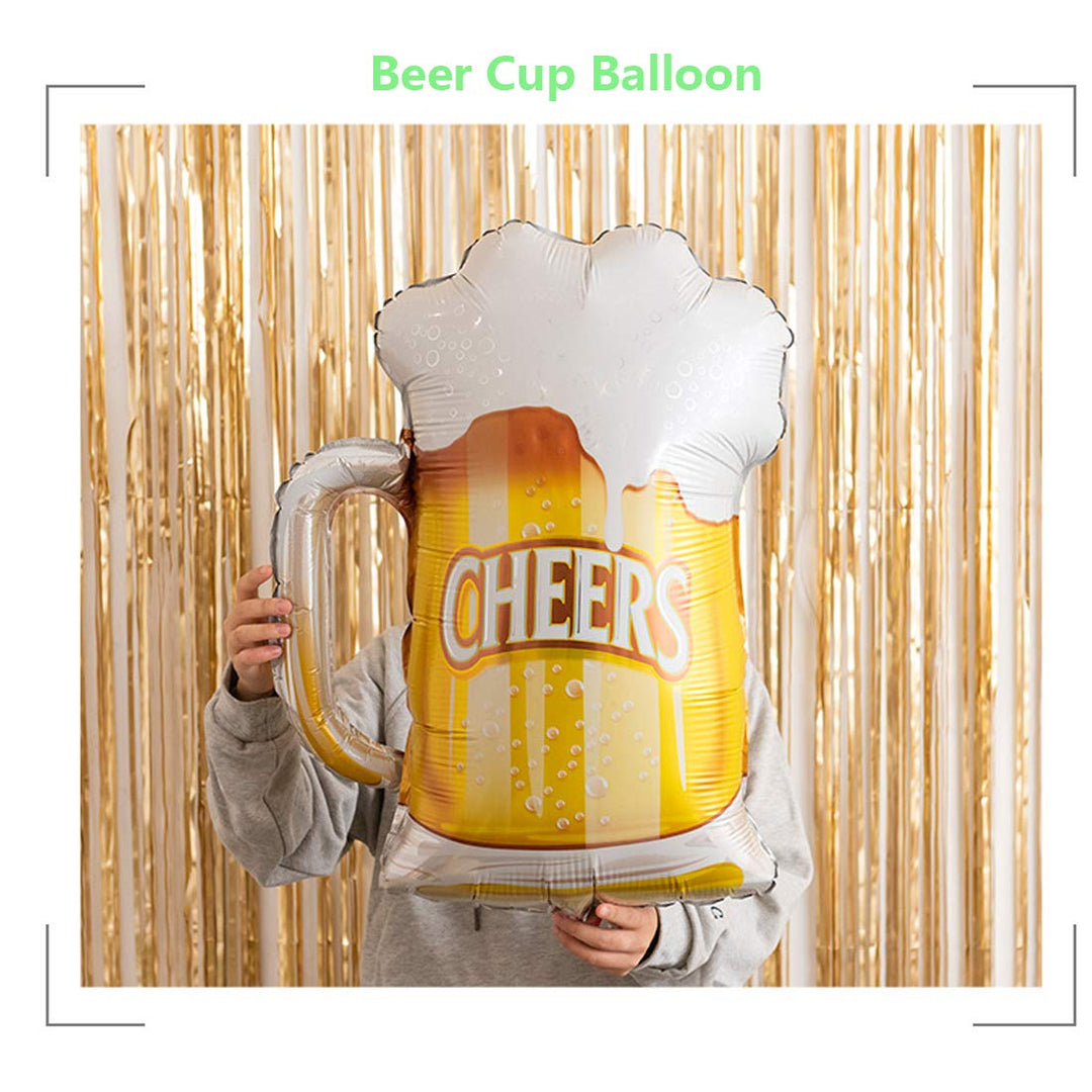 Beer Cup Balloons Set of 4, Whisky Helium Mylar Balloons Decor Fit for Summer Party, Beer Festival, Birthday Party and More (2 Beer Cup 2 Whisky)