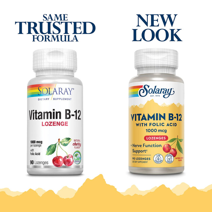 SOLARAY Vitamin B-12 1000mcg Lozenges with Folic Acid |