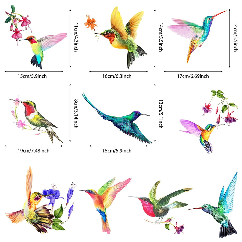 20 Pieces Large Size Hummingbird Window Hummingbird Decals for Window Anti-Collision Window Clings Decals to Prevent Bird Strikes on Window Glass Non Adhesive Vinyl Cling Hummingbird Stickers