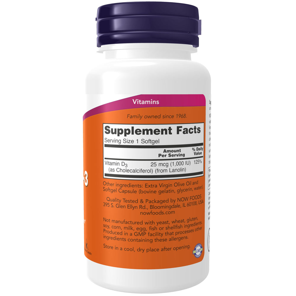 NOW Supplements, Vitamin D-3 1,000 IU, High Potency, St