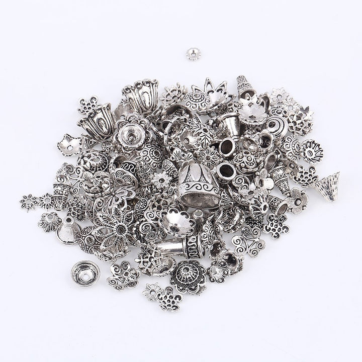 Bingcute 200Pcs Assorted Metal Tibetan Silver Bead Caps