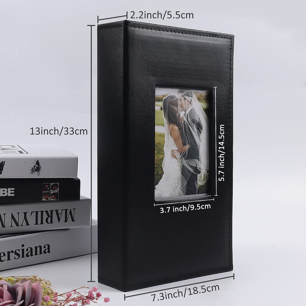 Premium Leather 4x6 Photo Album with 300 Pockets, Black, for Boy, Girl, Family, Wedding Anniversary
