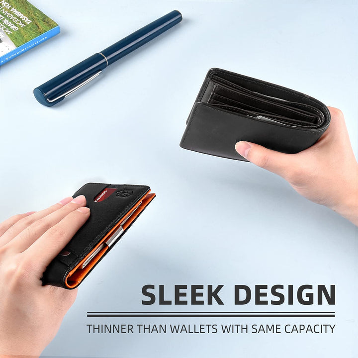 Zitahli Slim Wallet for Men Gifts 12 Card Slots ID Wind