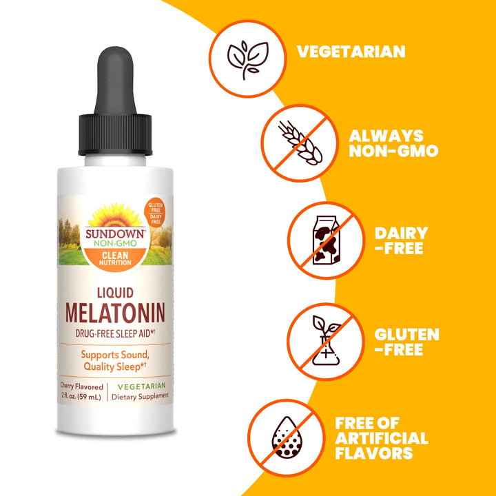Sundown Liquid Melatonin Drug-Free Sleep Aid, Cherry Fl