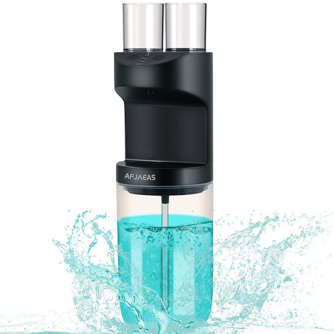 Automatic Mouthwash Dispenser for Bathroom, 19.36 Oz Mouthwash Container Touchless with Magnetic Cups, 3 Adjustable Dispensing Levels No Drip Wall Mounted Mouthwash Dispenser Bottle Black