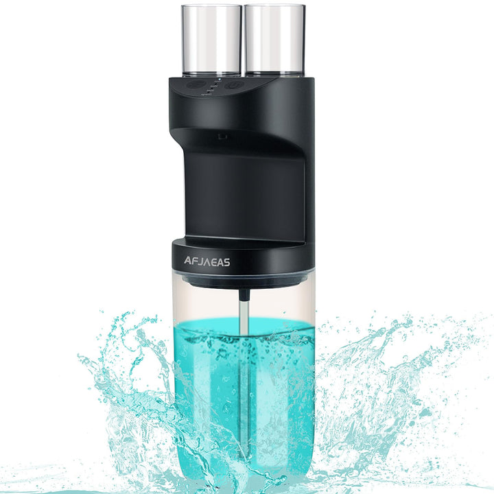 Automatic Mouthwash Dispenser for Bathroom, 19.36 Oz Mouthwash Container Touchless with Magnetic Cups, 3 Adjustable Dispensing Levels No Drip Wall Mounted Mouthwash Dispenser Bottle Black