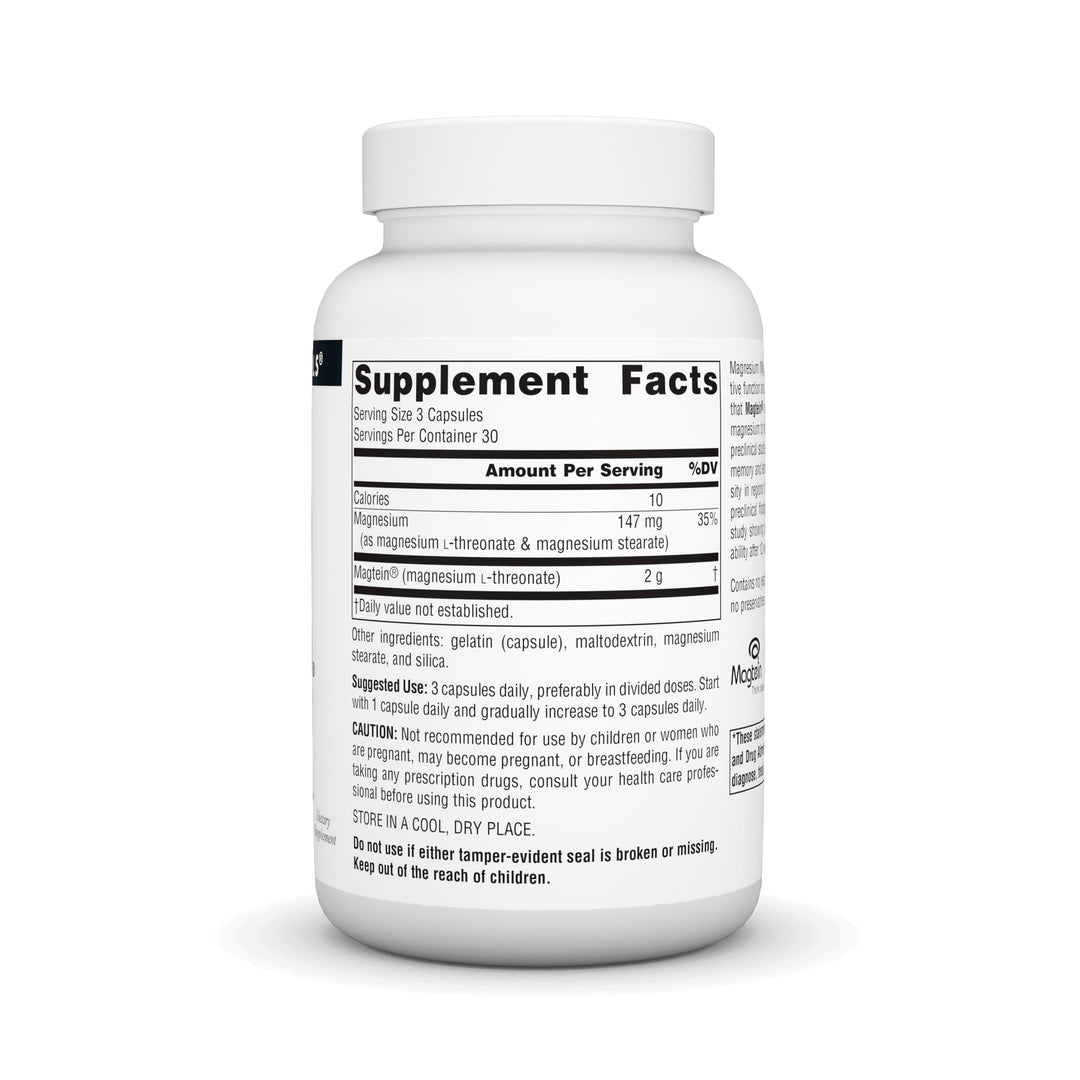 Magtein Magnesium L-Threonate 667mg Supports Focus, Mood, Healthy Memory, Cognitive Function, Sleep* - 90 Capsules