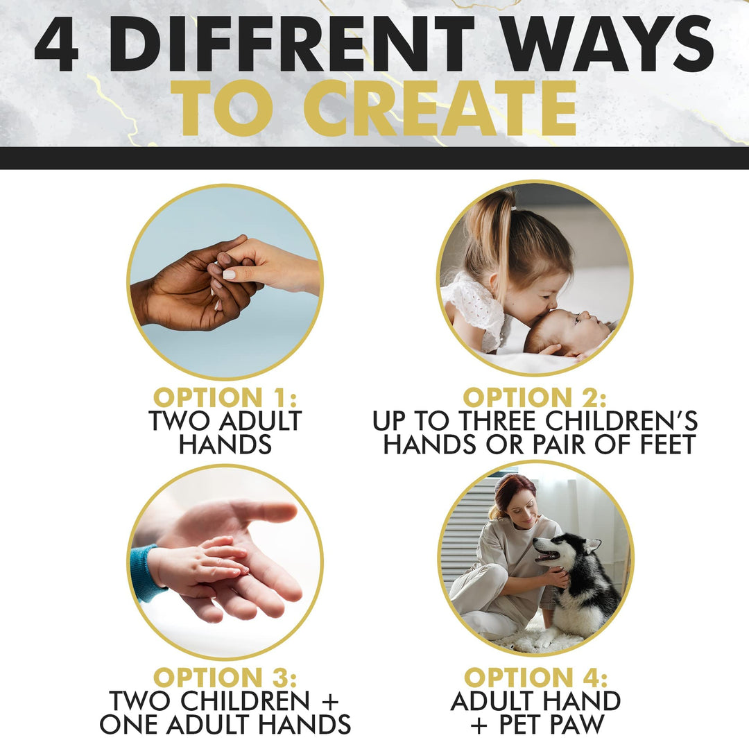 Hand Casting DIY Kit for Couples | Complete kit with Acrylic Display, Wooden Base, and Step-by-Step Guide to Create a Perfect Hand molding Christmas Gift