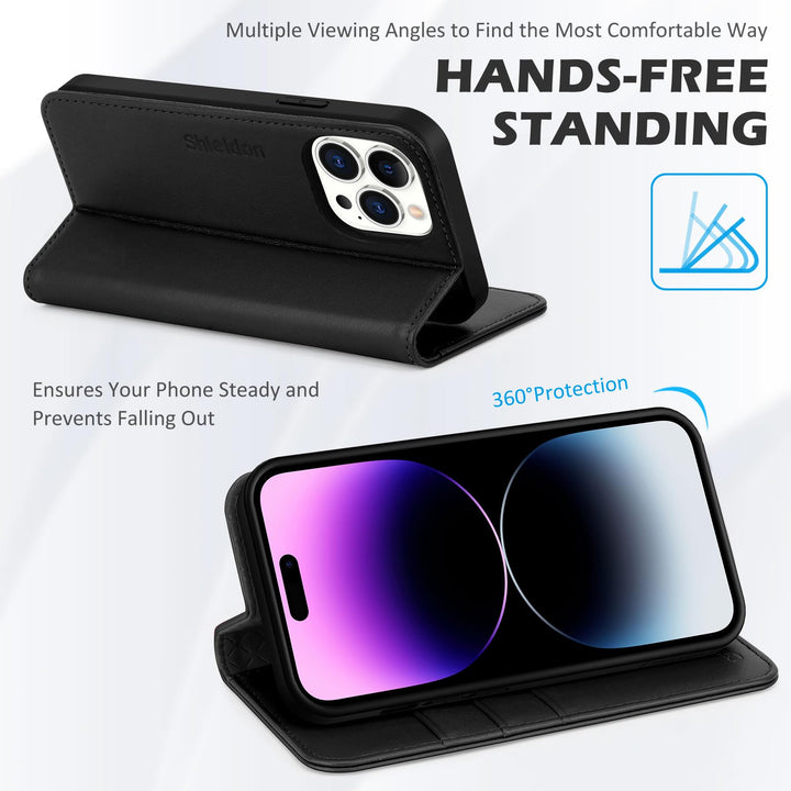 SHIELDON Case for iPhone 14 Pro Max 5G 6.7, Genuine Lea