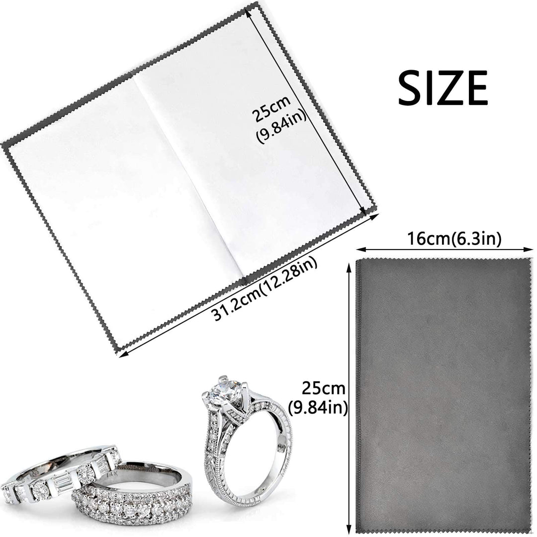 2pcs Jewelry Polishing Cleaning Cloth Large 10&#39;&#39; x 12&#39;&#39; for Sterling Silver Jewelry Gold, Diamond, Platinum, Precious Stones, Coins (Gray)