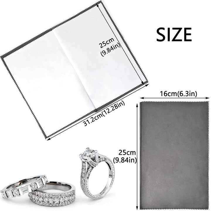 2pcs Jewelry Polishing Cleaning Cloth Large 10&#39;&#39; x 12&#39;&#39; for Sterling Silver Jewelry Gold, Diamond, Platinum, Precious Stones, Coins (Gray)
