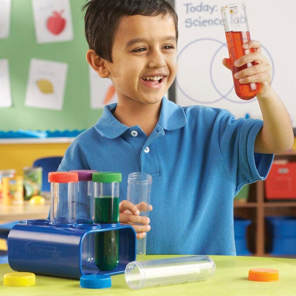 Primary Science Jumbo Test Tubes with Stand, Set of 6 Tubes, Ages 3+,Multi-color