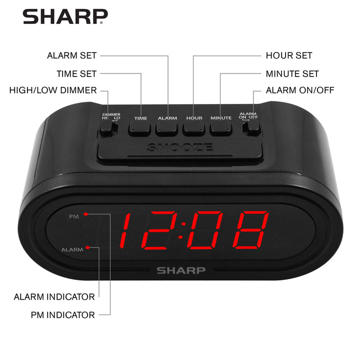 Sharp Digital Alarm with AccuSet - Automatic Smart Cloc