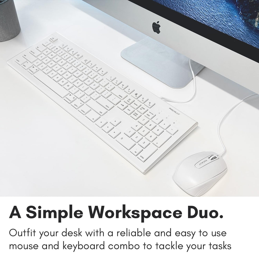 Macally 104 Key USB Wired Keyboard and Mouse Combo with