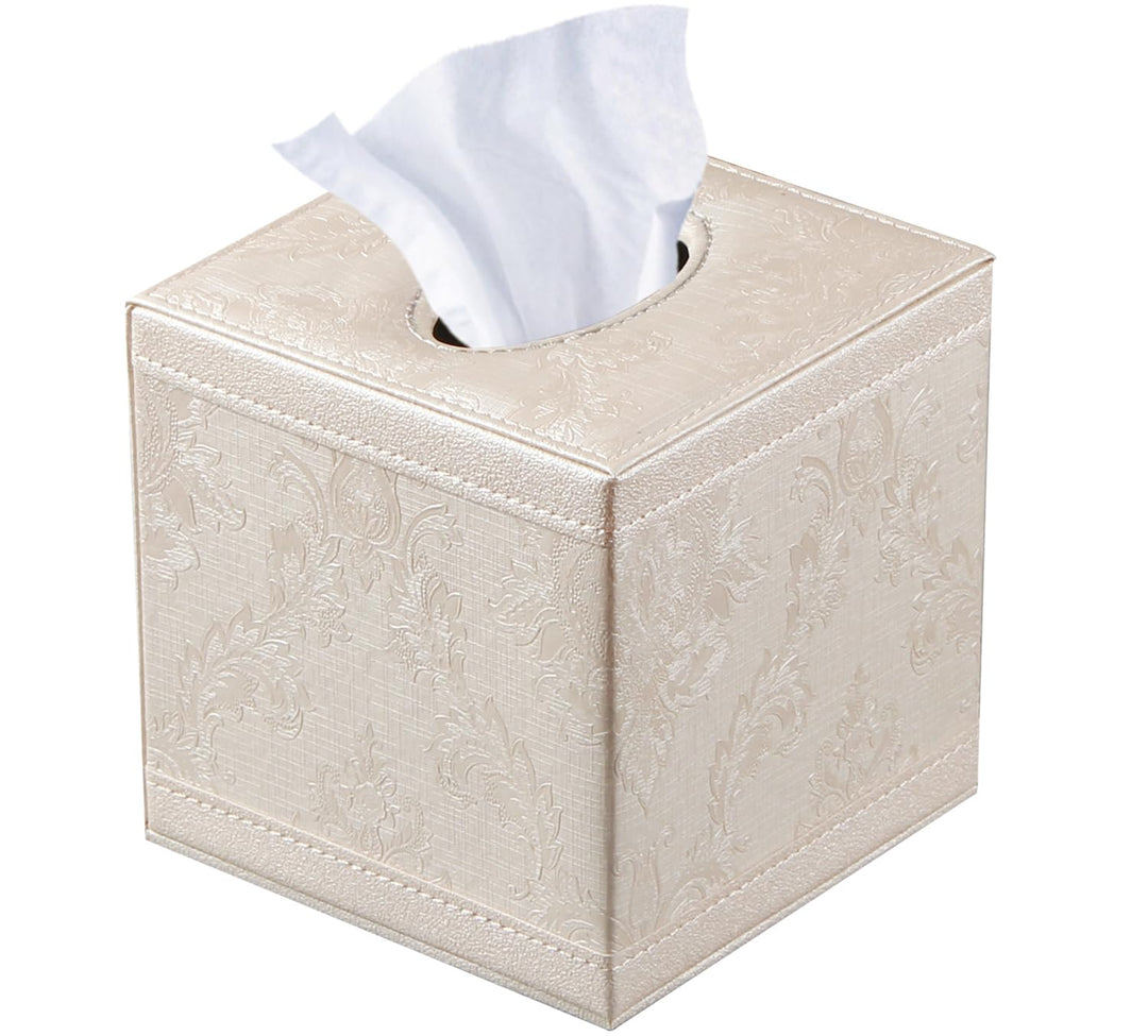 Tissue Box Cover Square, Upgrade 99% Compatible Large Size, Modern Tissue Box Holder for Napkin Facial Paper, Leather Dryer Sheet Dispenser Organizer for Bathroom Vanity Countertop, Night Stand