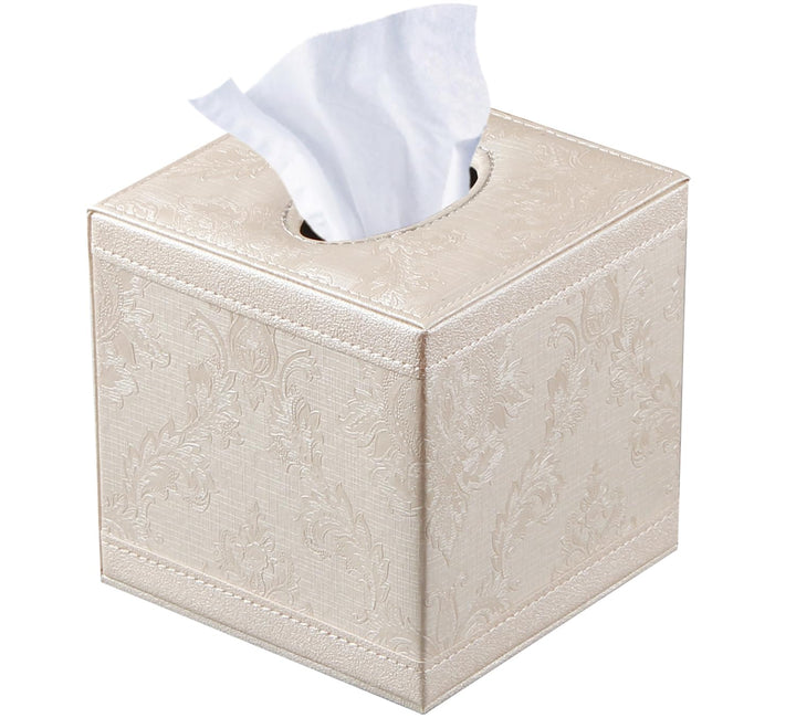 Tissue Box Cover Square, Upgrade 99% Compatible Large Size, Modern Tissue Box Holder for Napkin Facial Paper, Leather Dryer Sheet Dispenser Organizer for Bathroom Vanity Countertop, Night Stand
