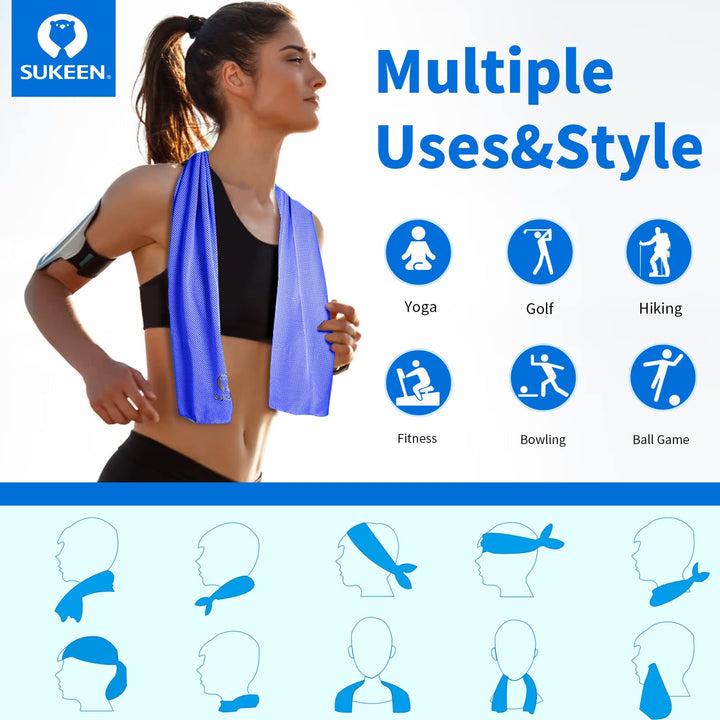 [4 Pack Cooling Towel (40x12),Ice Towel,Soft Breathable Chilly Towel,Microfiber Towel for Yoga,Sport,Running,Gym,Workout,Camping,Fitness,Workout &amp; More Activities