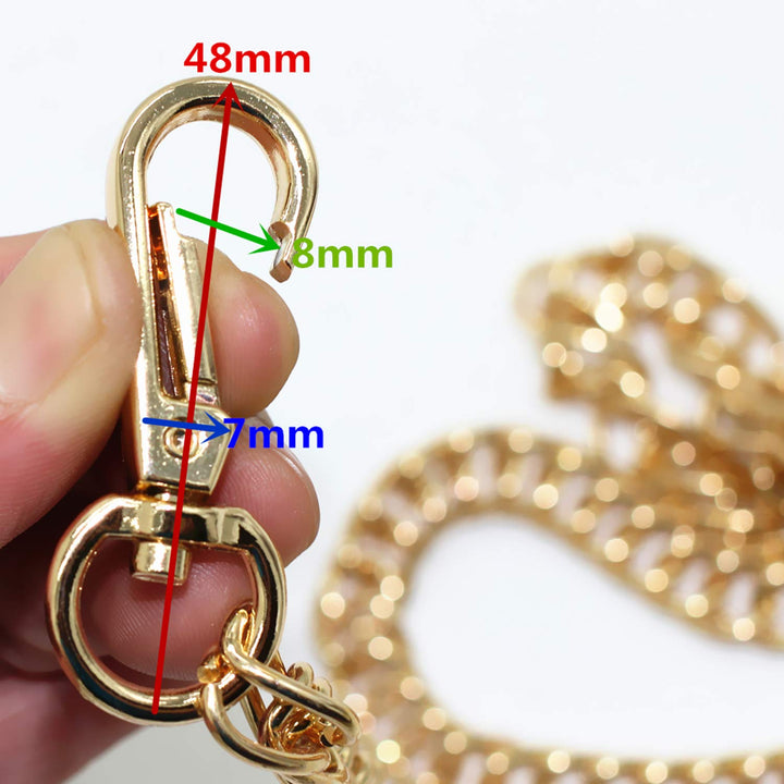 DIY Iron Flat Chain Strap Handbag Chains Purse Chain Straps Shoulder Cross Body Replacement Straps with Metal Buckles (55, Gold)