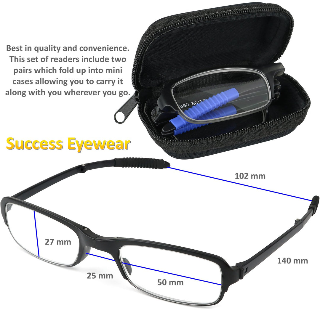 Success Eyewear Reading Glasses 2 Pair Fashion Folding 