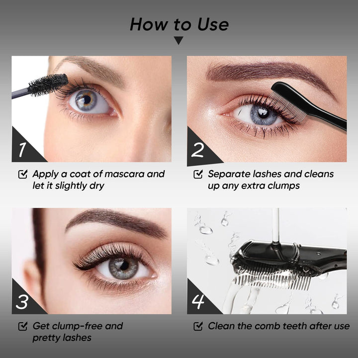 Folding Eyelash Comb,Eyelash Comb Separator Eyelash Brush Separator Curler Lash Brush Separator Eyelash Eyebrow Mascara Brush with Metal Teeth Makeup Brush Tools