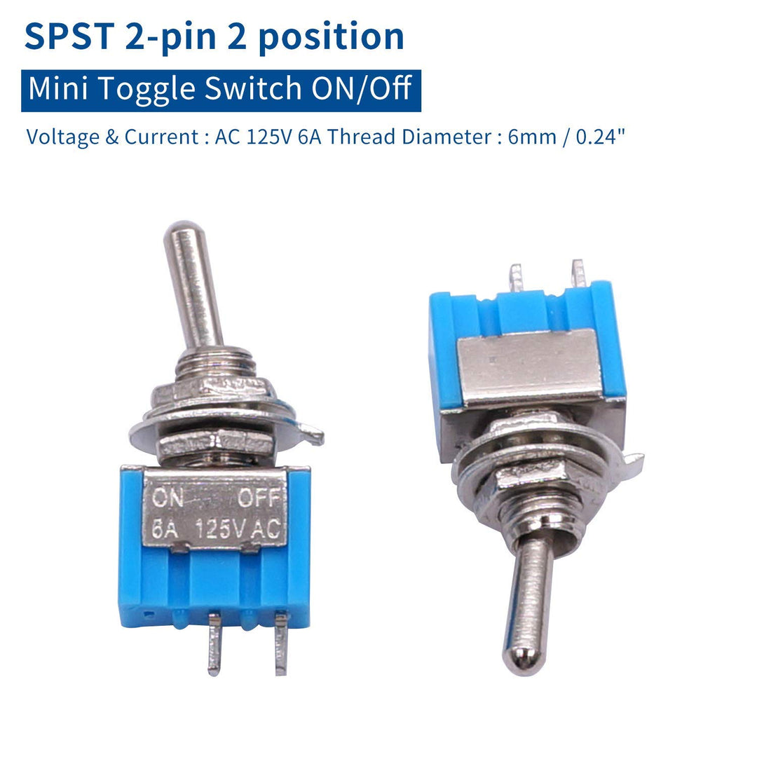 Taiss 10PCS SPST Mini Toggle Switch 2 Pin 2 Position ON