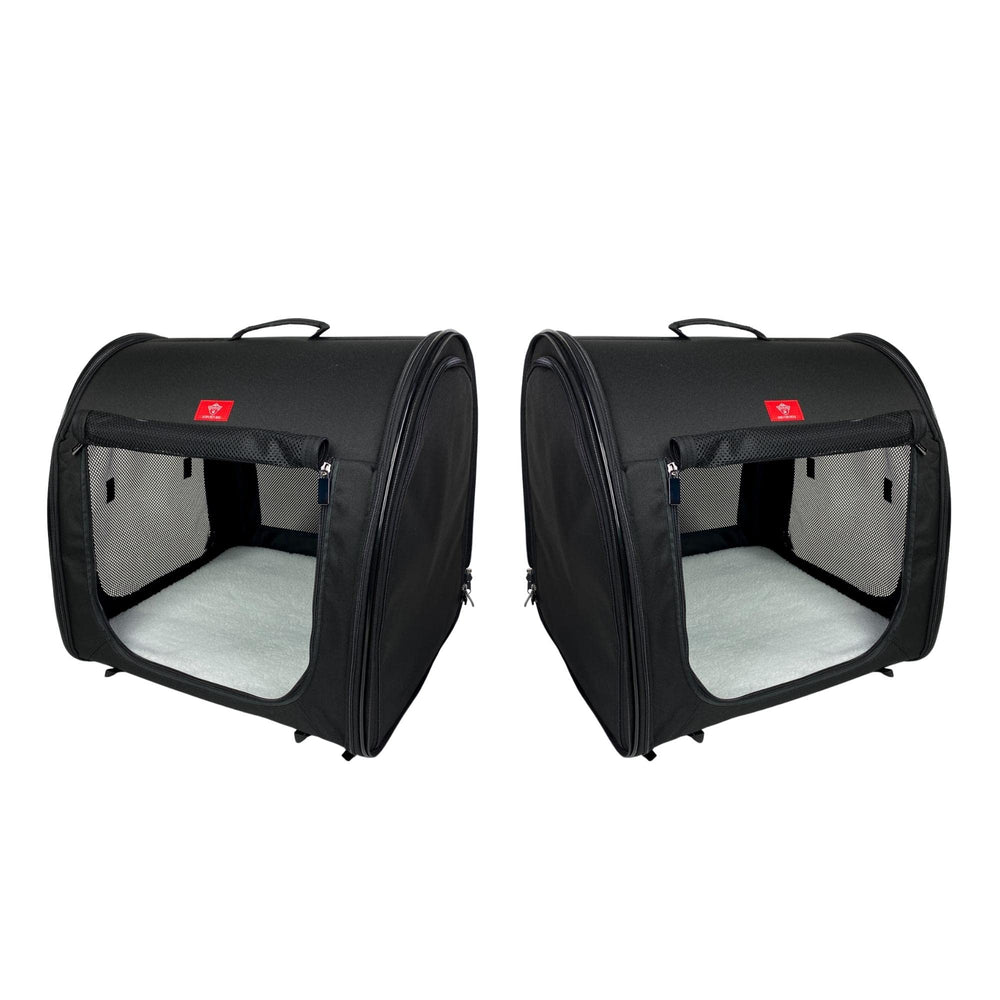 Portable 2-in-1 Double Pet Kennel/Shelter, Fabric, Black/Royal Blue 20x20x39 - Car Seat-Belt Fixture Included (Black)