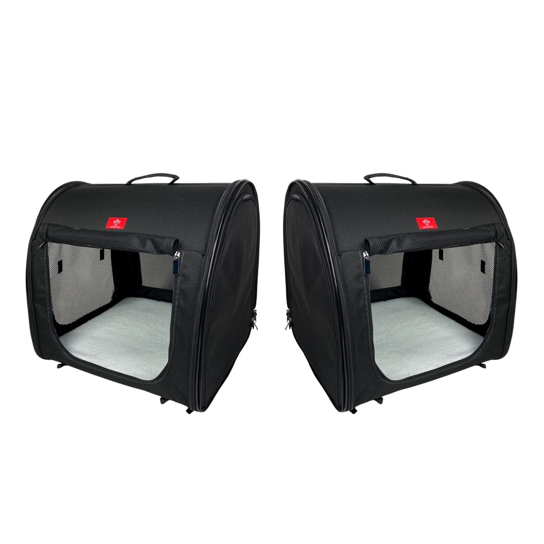 Portable 2-in-1 Double Pet Kennel/Shelter, Fabric, Black/Royal Blue 20x20x39 - Car Seat-Belt Fixture Included (Black)